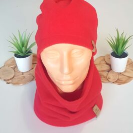 A2. Komplet z Polara Czapka + Komin Czerwony 50 cm – 55 cm