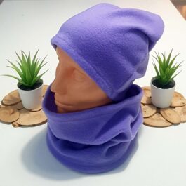 A2. Komplet z Polara Czapka + Komin Fioletowy 50 cm – 55 cm